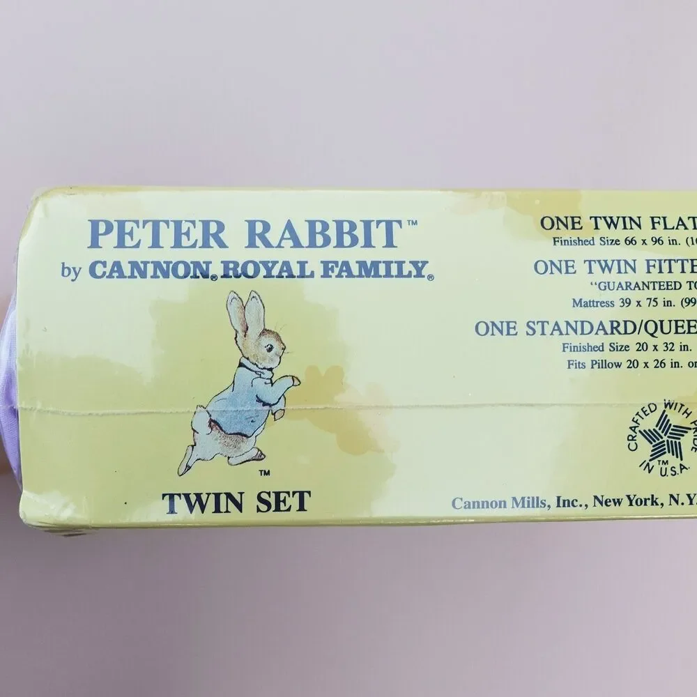 Vintage Beatrix Potter Friends of Peter Rabbit Cannon Twin Sheet Set NEW SEALED!